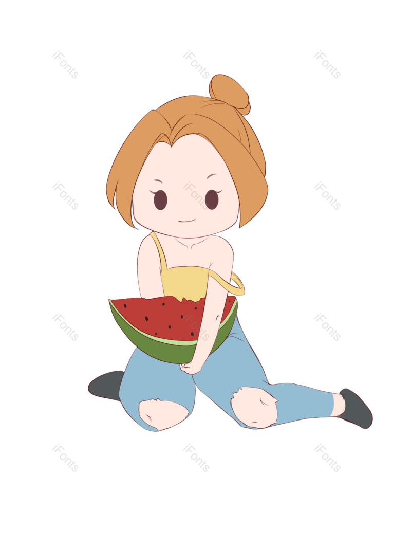 夏天图片,插画元素,女孩子PNG,红色免抠素材